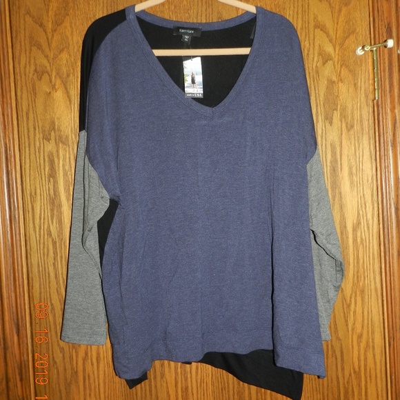 Karen Kane Sweaters - NWT Karen Kane Blue/Black/Grey V Neck Sweater